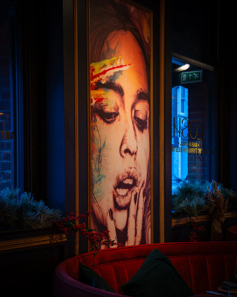 Statement wall art mural inside LOSH Bar & Grill, Harpenden